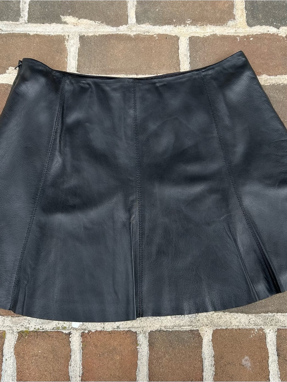 Victoria's Secret Black Lambskin Leather A-Line Twirly Mini Skirt y2k 12 - Picture 2 of 7